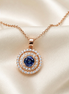 Blue sapphire cluster necklace