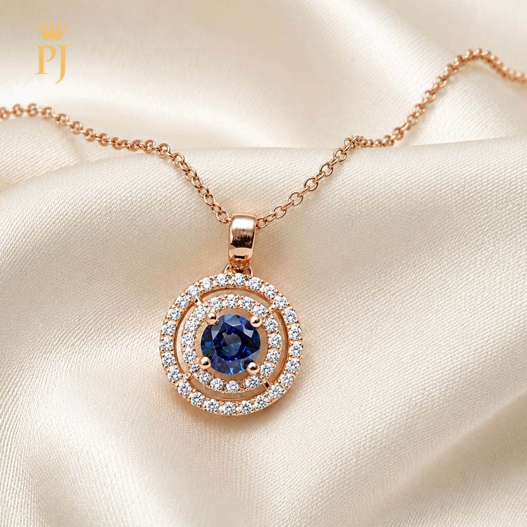 Blue sapphire cluster necklace