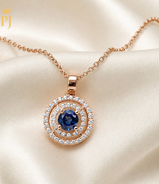 Blue sapphire cluster necklace