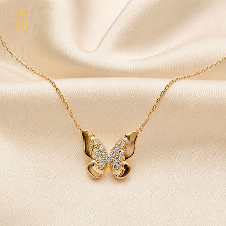 18k yellow gold lab diamond butterfly necklace