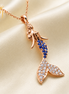 18K Rose Gold Natural Diamond & Blue Sapphire Mermaid Necklace